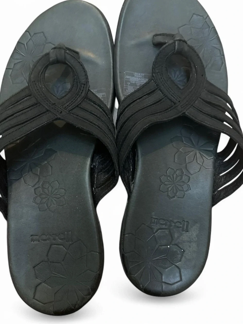 Merrell Women's Black Strappy Floral-Detail Sandals